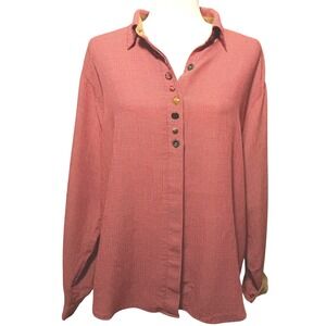 Vintage Koret City Blues Women's Red Gingham Button Down Shirt Blouse Size L EUC